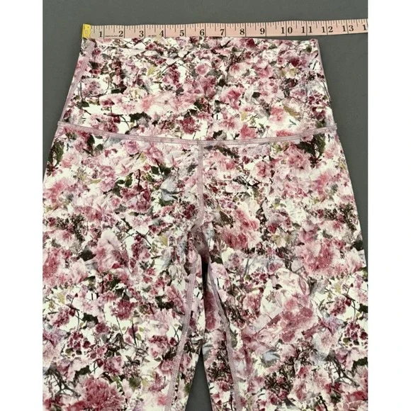 Lululemon Wonder Under Leggings Womens Size 6 Floral Pink Athletic Workout - Picture 4 of 10